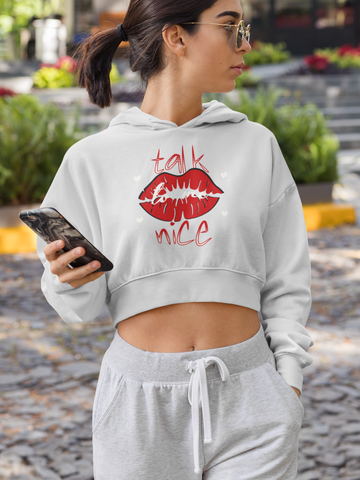 Image of Design By Javii Talk To Me nice Crop Hoodie