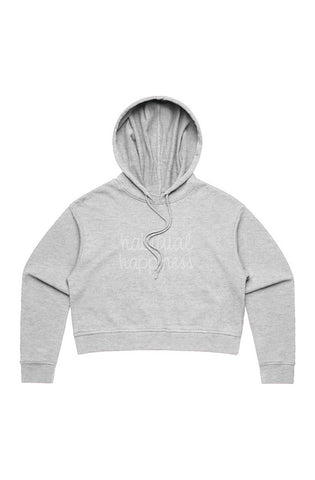 Image of Design By Javii Cursive Habitual Happiness Crop Hoodie
