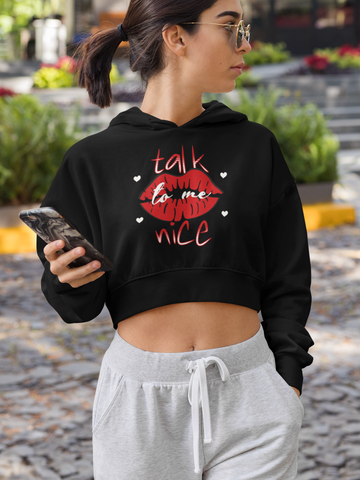 Image of Design By Javii Talk To Me nice Crop Hoodie
