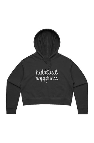 Image of Women’s cursive habitual happiness crop hoodie