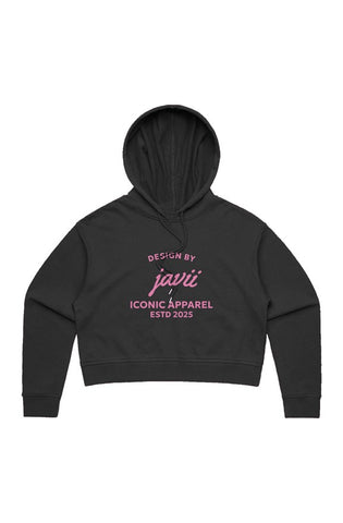 Image of Women’s Pink iconic apparel logo crop hoodie