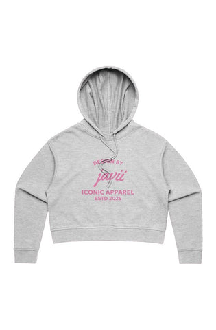 Image of Design By Javii Pink Iconic Apparel logo Crop Hoodie