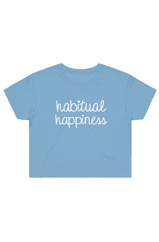 Image of Women's habitual happiness cursive Crop Tee