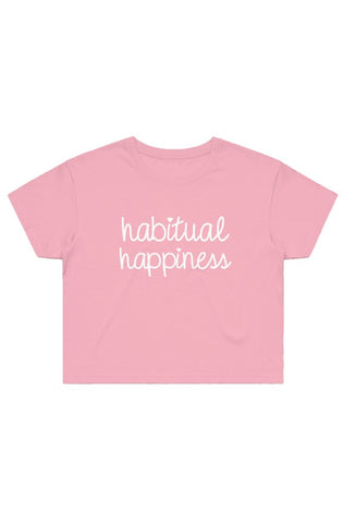 Image of Women's habitual happiness cursive Crop Tee