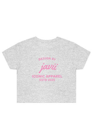 Image of Women's Pink iconic apparel logo Crop Tee