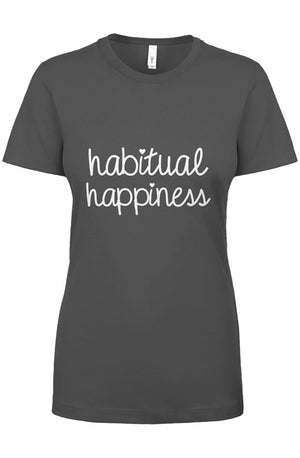 Women&amp;#39;s habitual happiness cursive tee