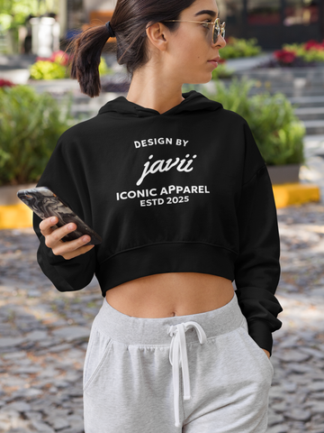 Image of Design By Javii Iconic Apparel Logo Crop Hoodie