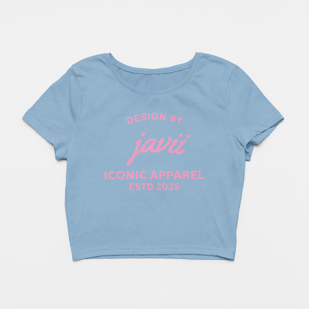 Design By Javii Pink Iconic Apparel Logo Women’s Crop Tee
