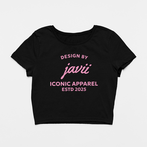 Design By Javii Pink Iconic Apparel Logo Women’s Crop Tee